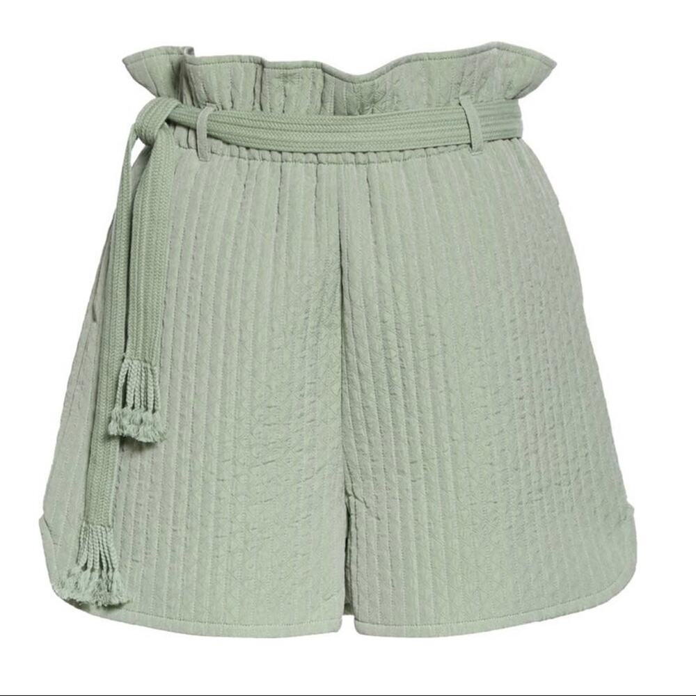 Samsoe Samsoe Ember Vineyard Green Textured Tie Paperbag Waist Shorts Size Small - Picture 13 of 14
